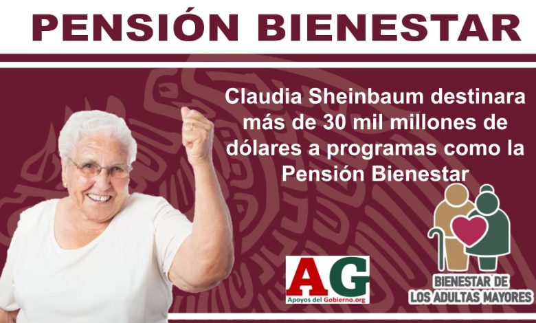 Claudia Sheinbaum destinara más de 30 mil millones de dólares a programas como la Pensión Bienestar