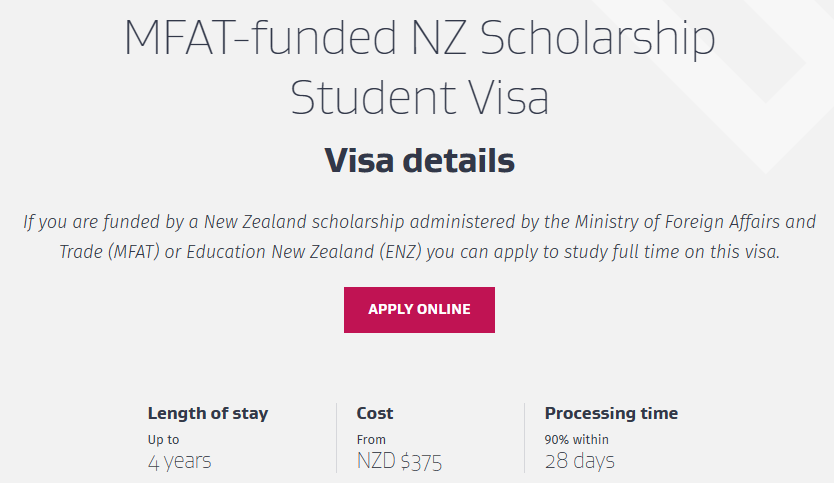Visa de estudiante para NZ, Becas Nueva Zelanda